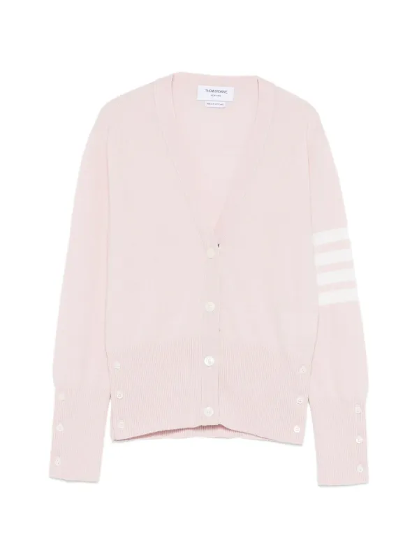 Thom Browne Classic Cashmere 4-Bar V-neck Cardigan in Pink