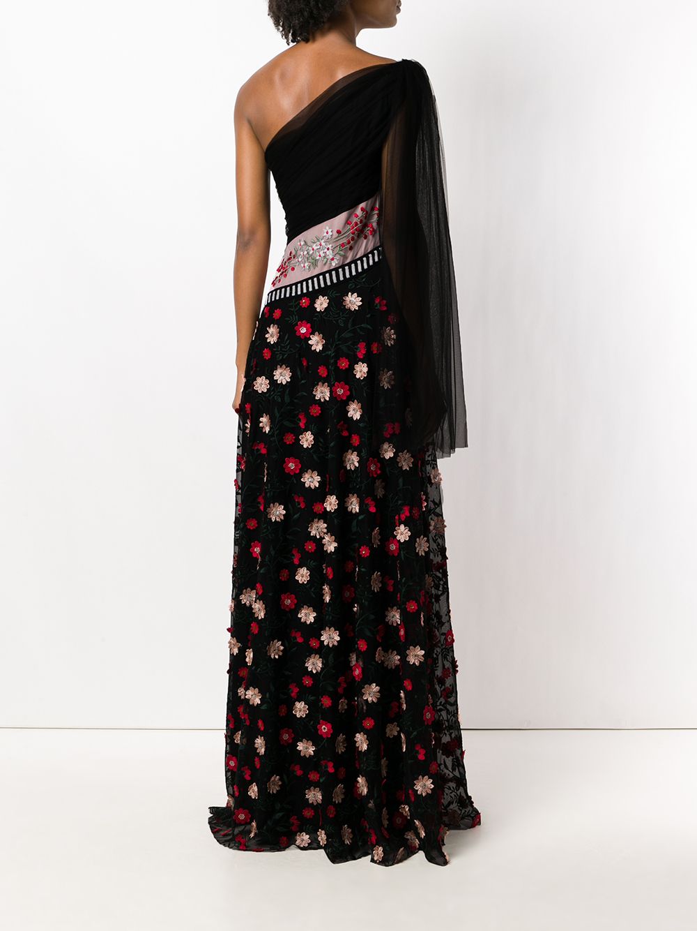 фото Talbot runhof платье на одно плечо с цветочной вышивкой