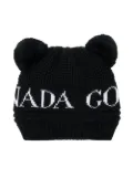 Canada Goose Kids logo intarsia knitted hat - Black