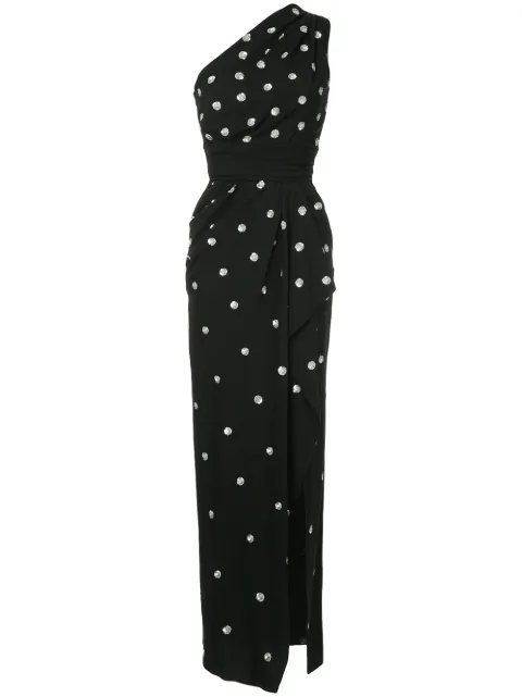 Oscar De La A One Shoulder Polka Dot Dress Farfetch Oscar De La A One Shoulder Polka Dot Dress