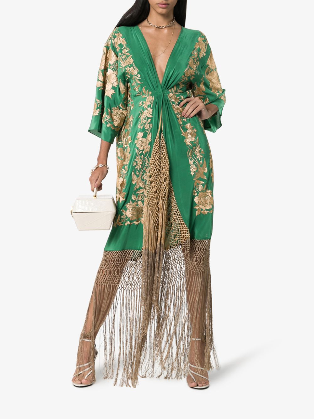 JOHANNA ORTIZ JOHANNA ORTIZ CONTIGO EN LA DISTANCIA FRINGED SILK KIMONO,CONTIGOENLADISTANCIA13258569