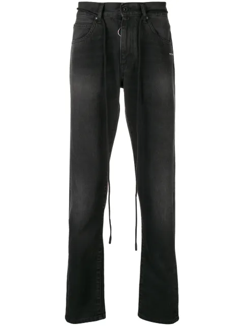 Off-White jean droit à ceinture à nouer