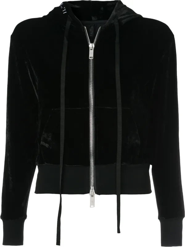 UNRAVEL PROJECT Velour Basic Zip Hoodie | Black | FARFETCH ZA