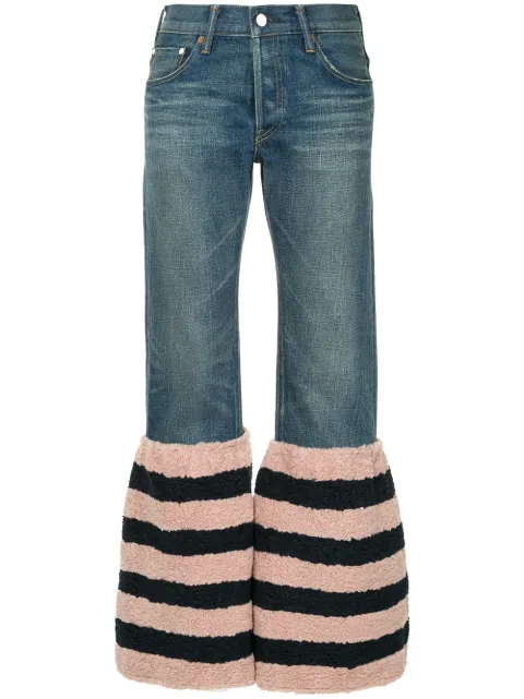 TU ES MON TRESOR TU ES MON TRÉSOR STRIPED FLARED EDGE JEANS - BLUE