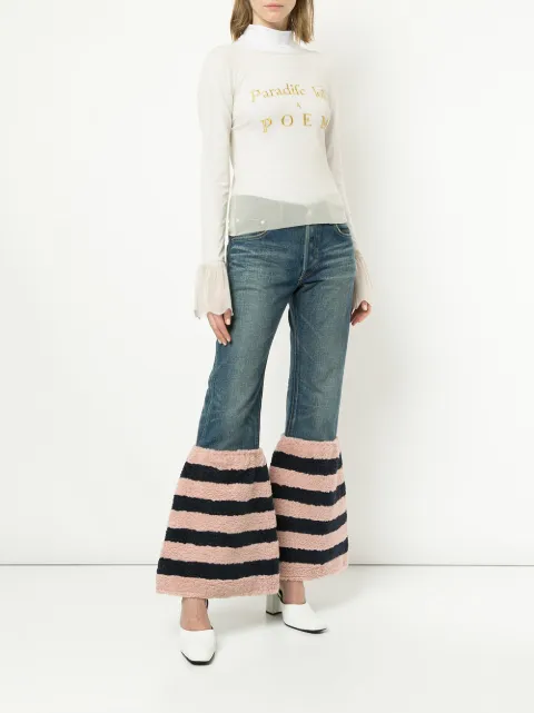 TU ES MON TRESOR TU ES MON TRÉSOR STRIPED FLARED EDGE JEANS - BLUE