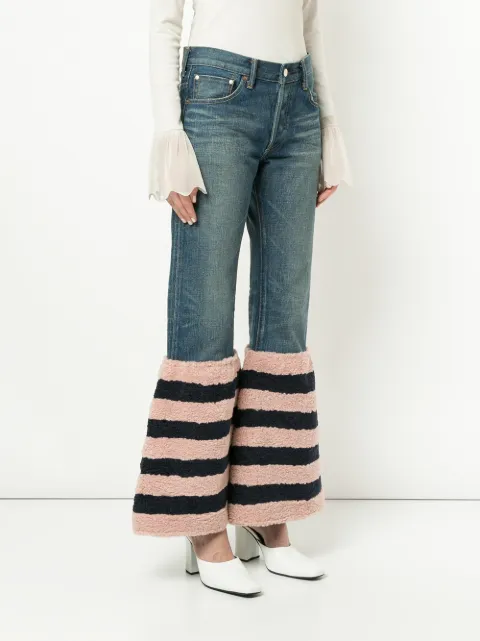 TU ES MON TRESOR TU ES MON TRÉSOR STRIPED FLARED EDGE JEANS - BLUE