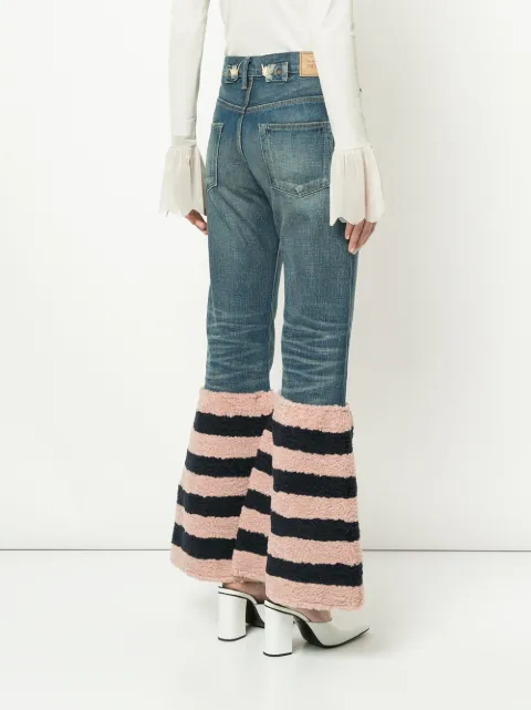 TU ES MON TRESOR TU ES MON TRÉSOR STRIPED FLARED EDGE JEANS - BLUE