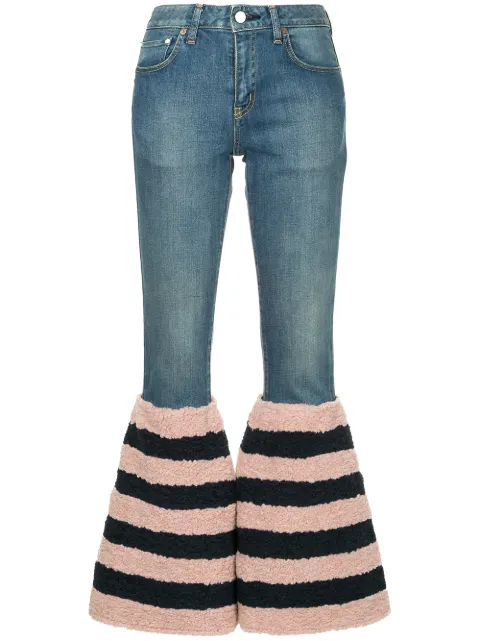 TU ES MON TRESOR TU ES MON TRÉSOR STRIPED FLARED EDGE JEANS - BLUE