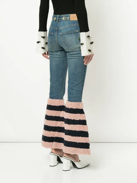 TU ES MON TRESOR TU ES MON TRÉSOR STRIPED FLARED EDGE JEANS - BLUE