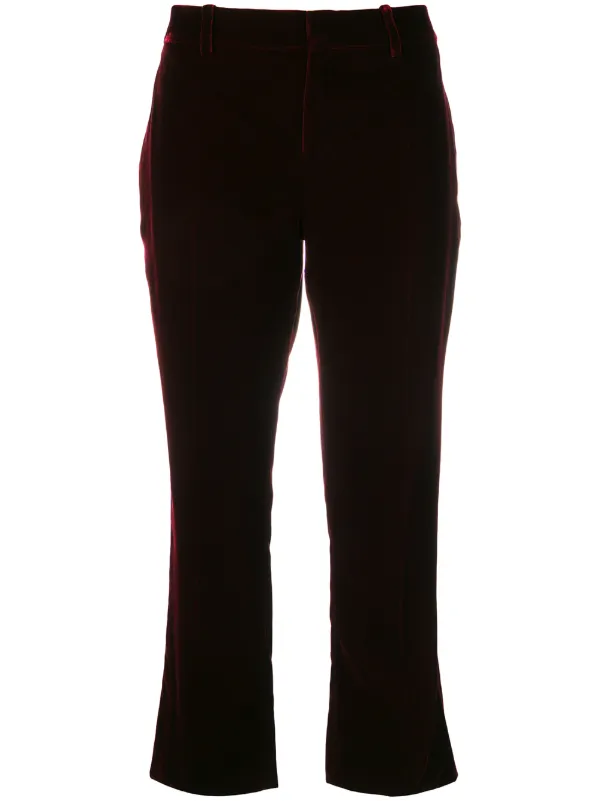 burgundy flared trousers