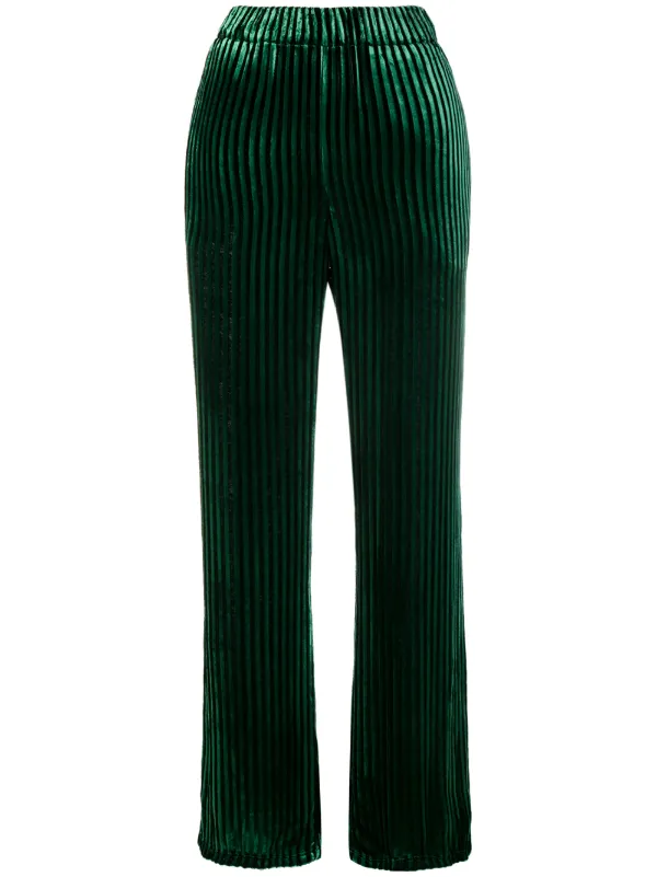 green and black striped trousers