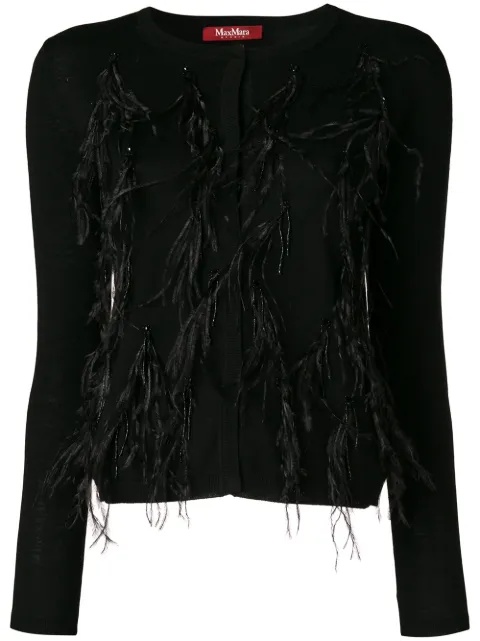 Max Mara Cardigan mit Federn