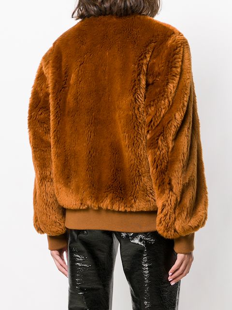 N°21 Nº21 FAUX FUR BOMBER JACKET - BROWN