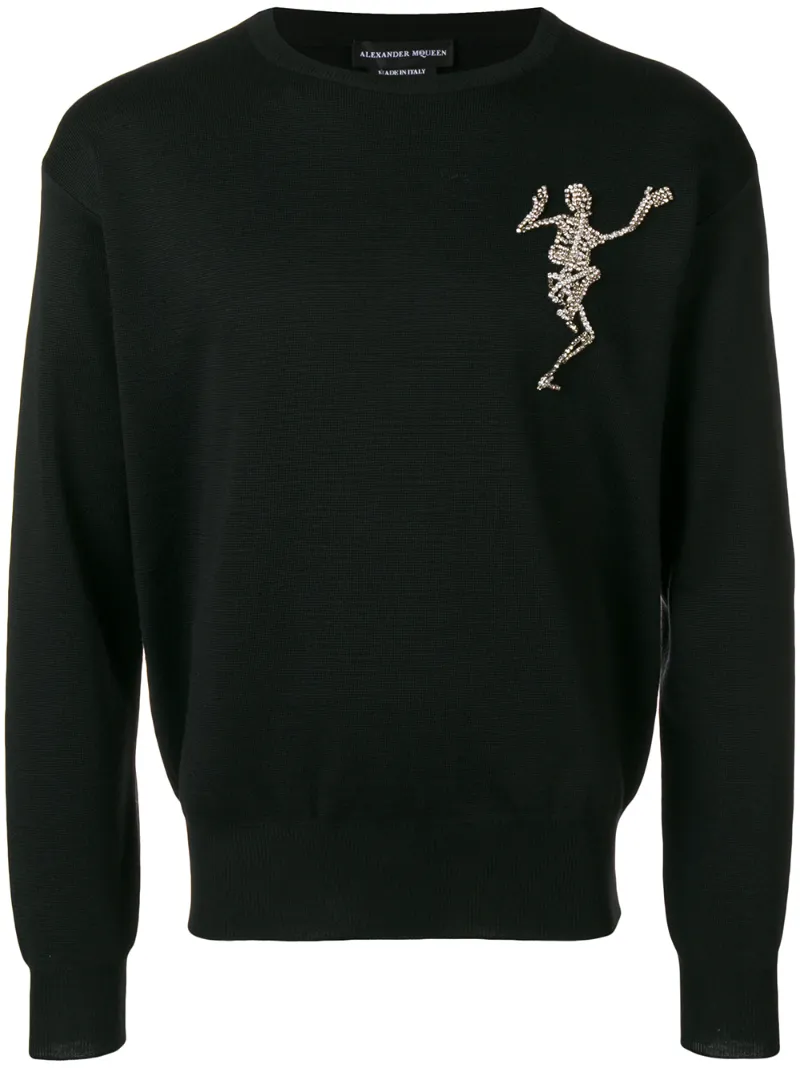 Alexander McQueen – embellished skeleton sweatshirt – men – Wool – M, L, XL – Black
