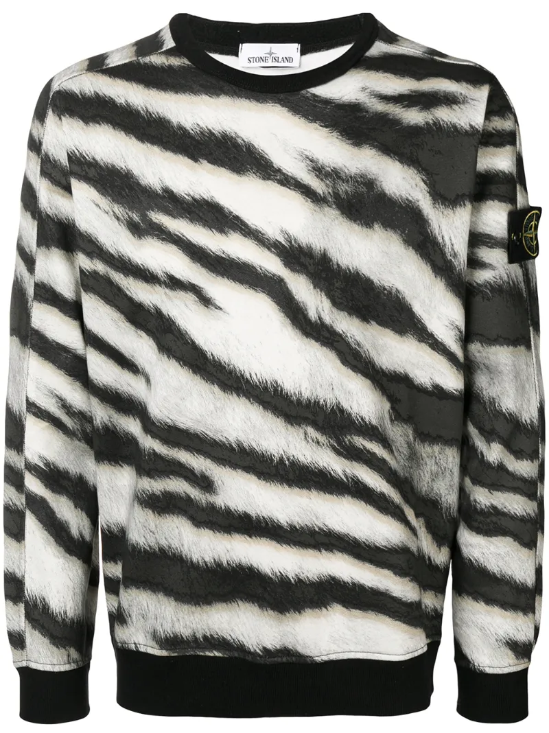 STONE ISLAND Zebra print sweatshirt