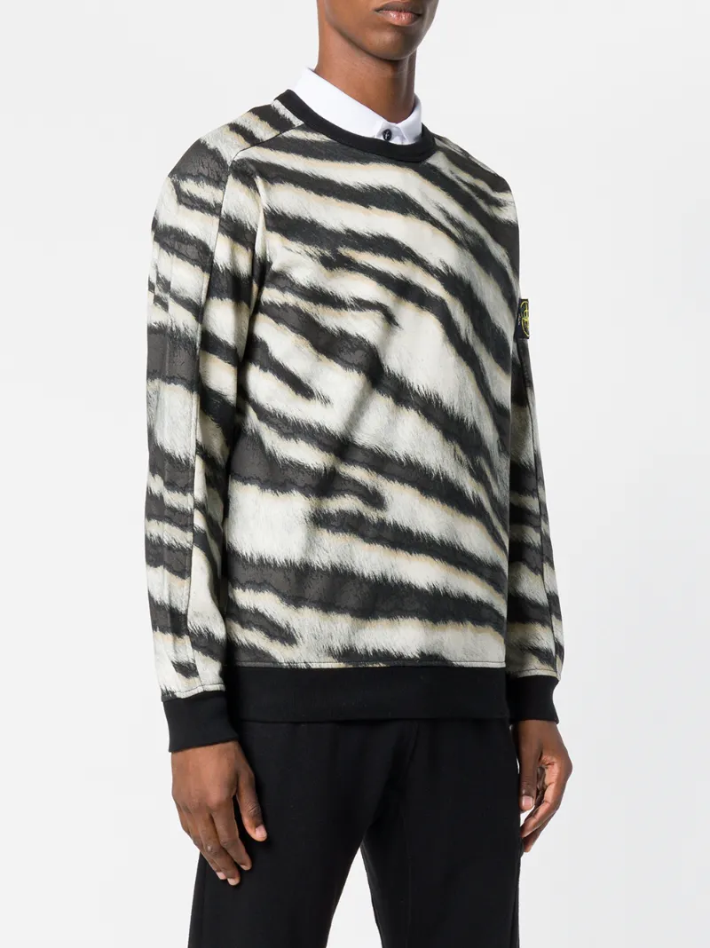 STONE ISLAND Zebra print sweatshirt