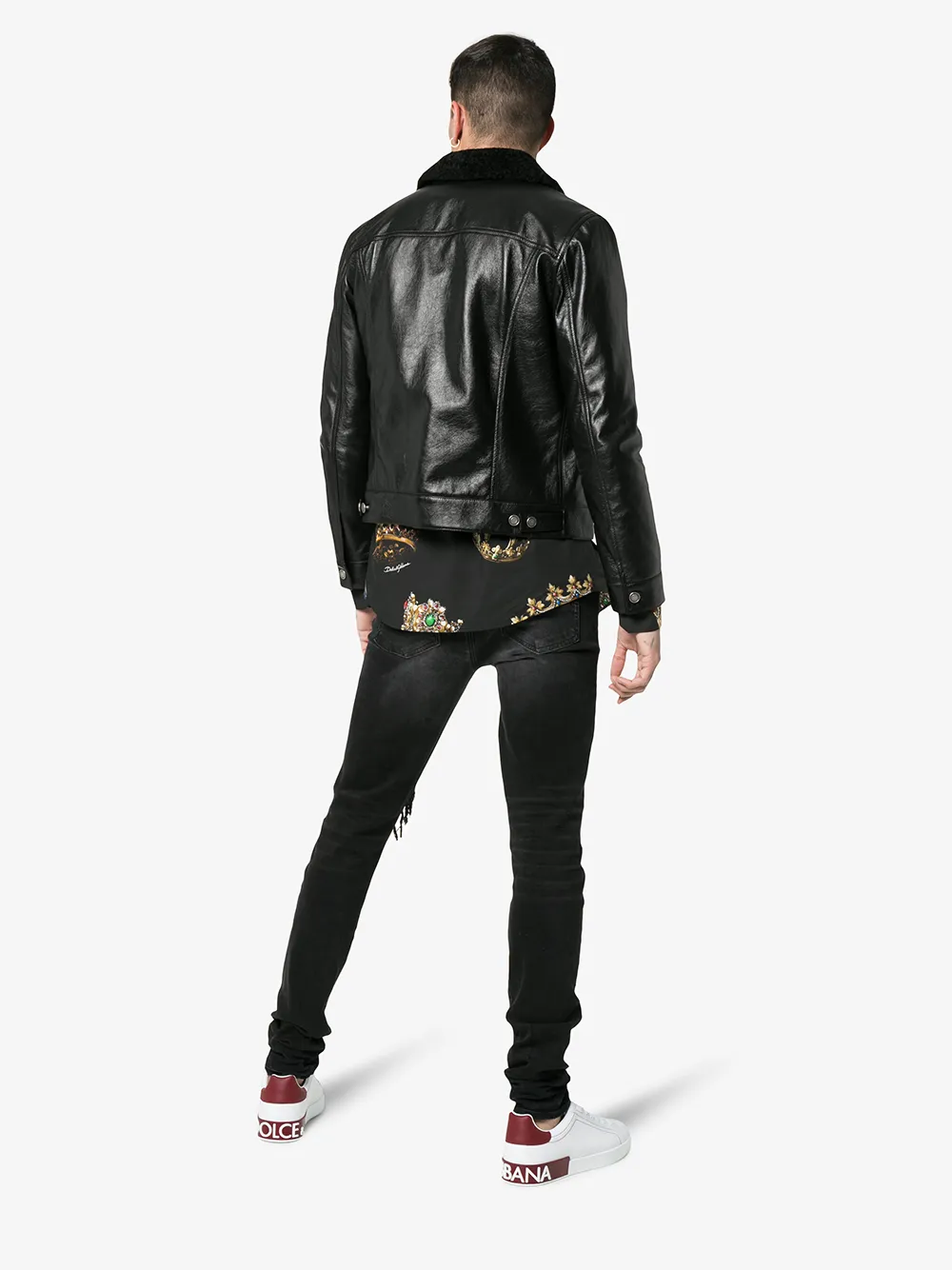 Dolce & Gabbana leren low-top sneaker met wit/rood logo