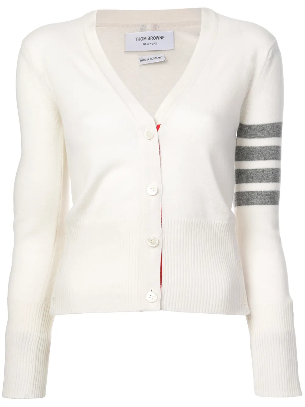 Thom Browne Cardigan a righe con scollo a V - Bianco