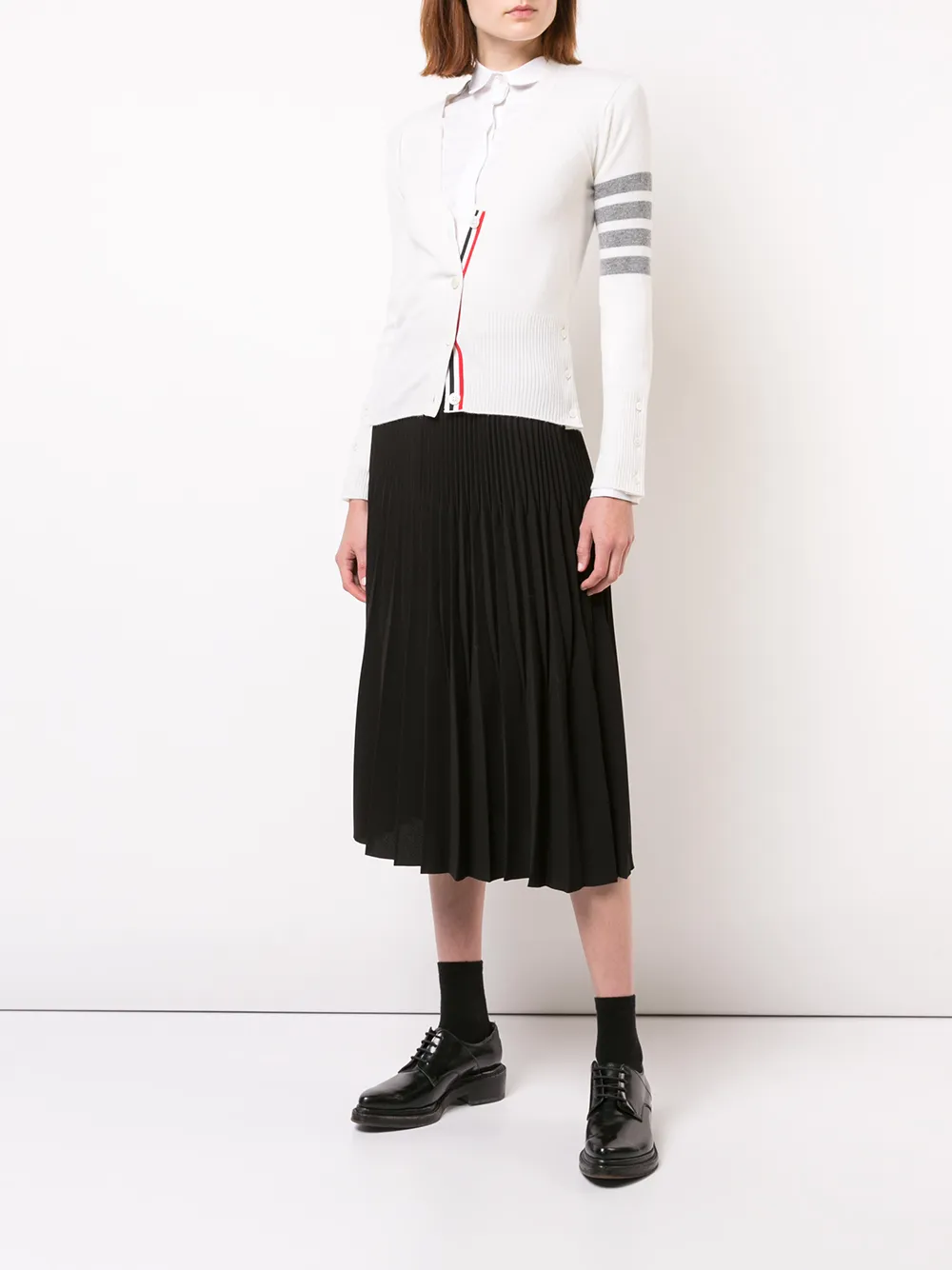 Thom Browne vest met V- hals en gestreepte mouwen Wit