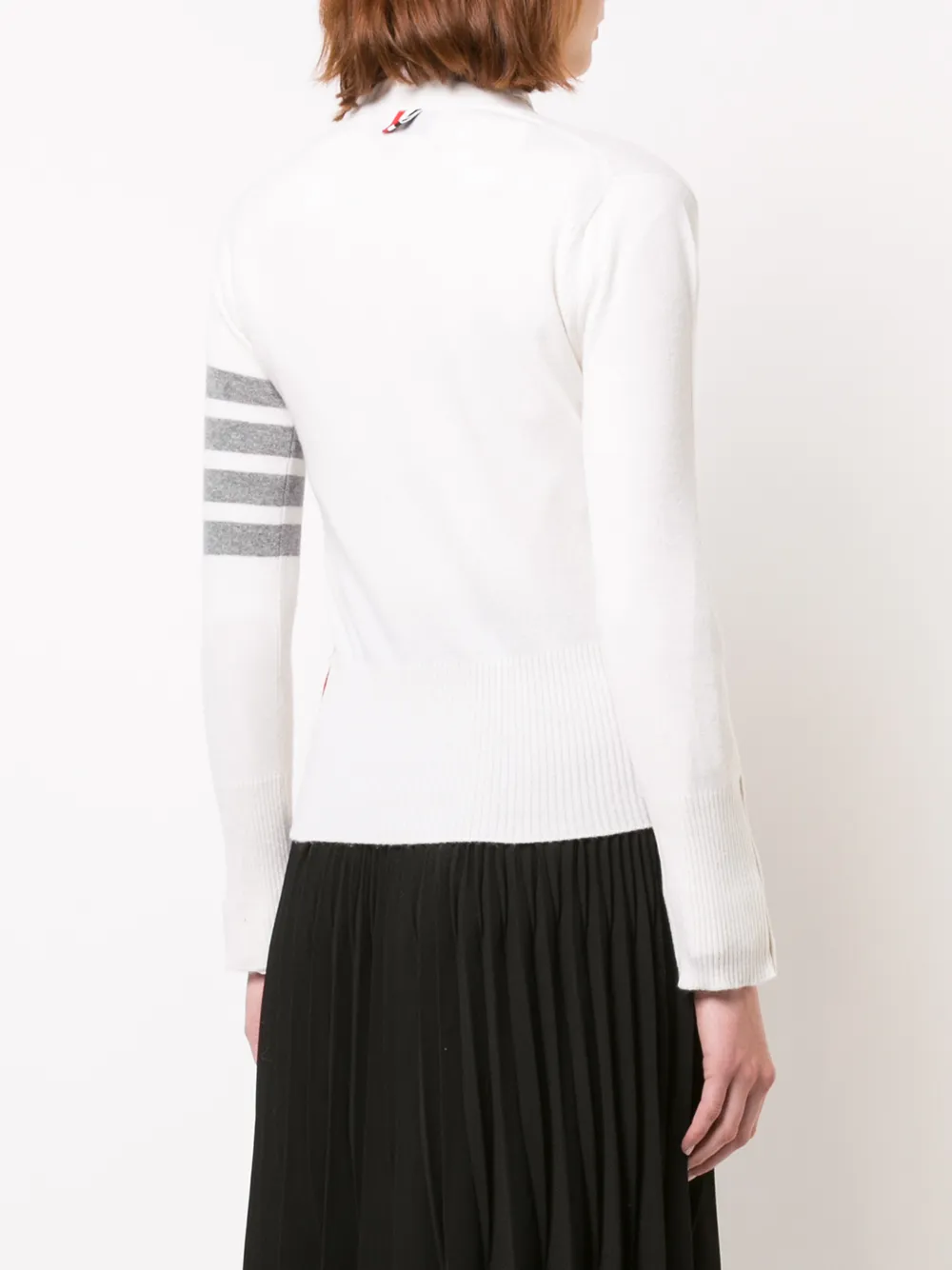 Thom Browne vest met V- hals en gestreepte mouwen Wit