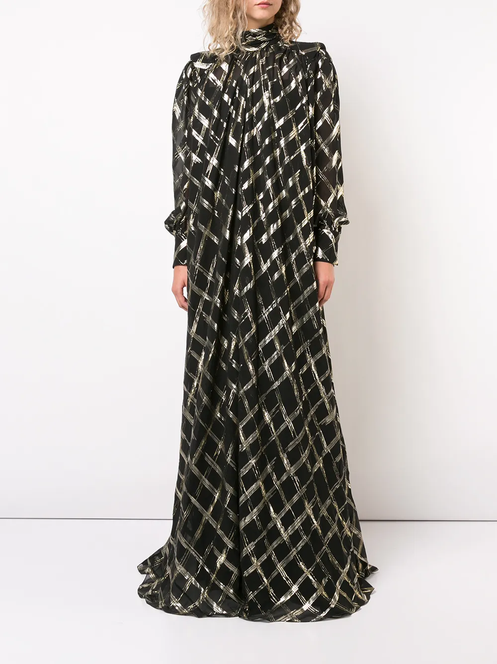 Alberta Ferretti oversized maxi jurk met col - Zwart