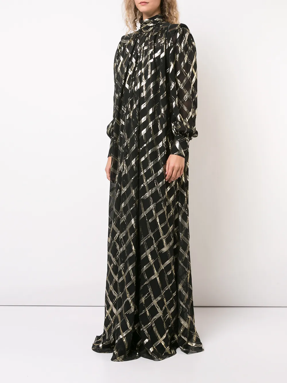 Alberta Ferretti oversized maxi jurk met col Zwart