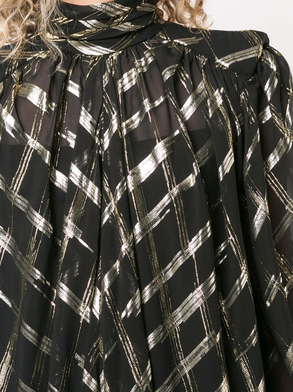 Alberta Ferretti oversized maxi jurk met col Zwart