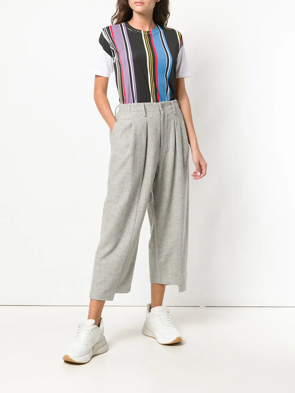 Jw Anderson T Shirt Mit Gestreiftem Einsatz   Weiß 
