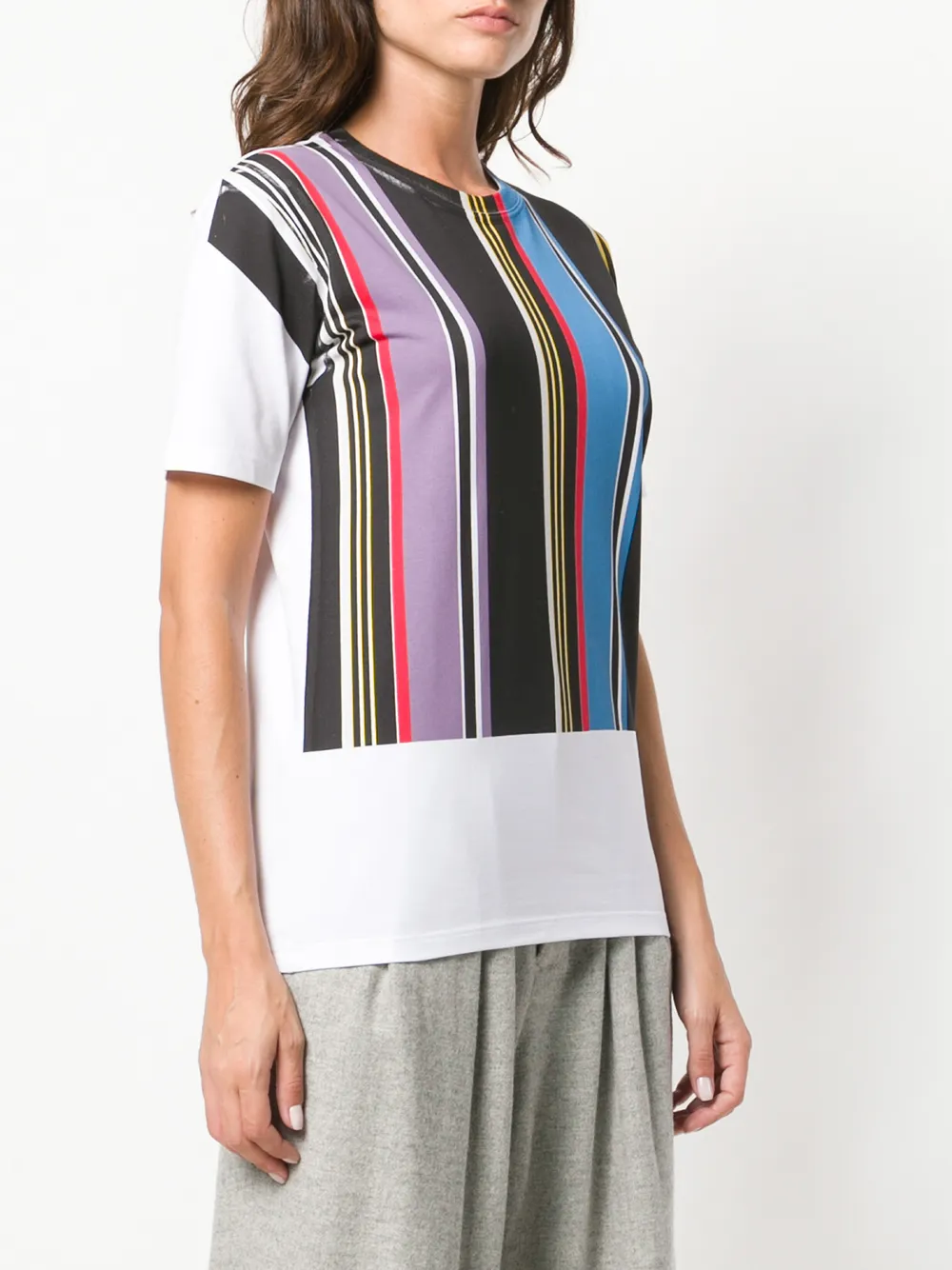  Jw Anderson T Shirt Mit Gestreiftem Einsatz   Weiß 