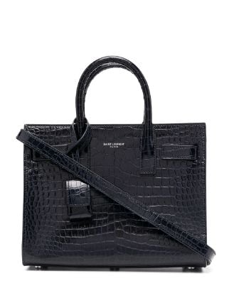 Saint Laurent White Croc Nano Sac De Jour Tote