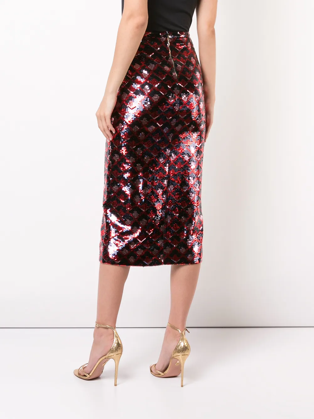 Rochas midi rok met pailletten Zwart