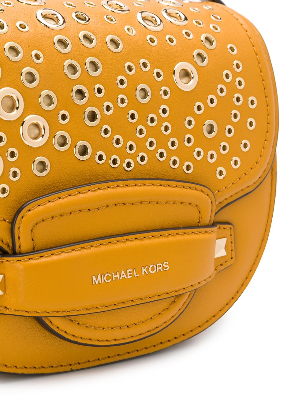 michael kors cary medium grommeted leather saddle bag