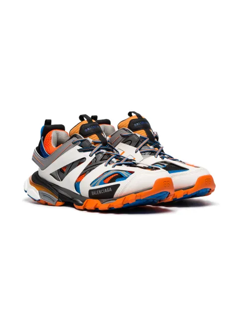 Balenciaga Track Leather, Mesh And Rubber Sneakers In Grey