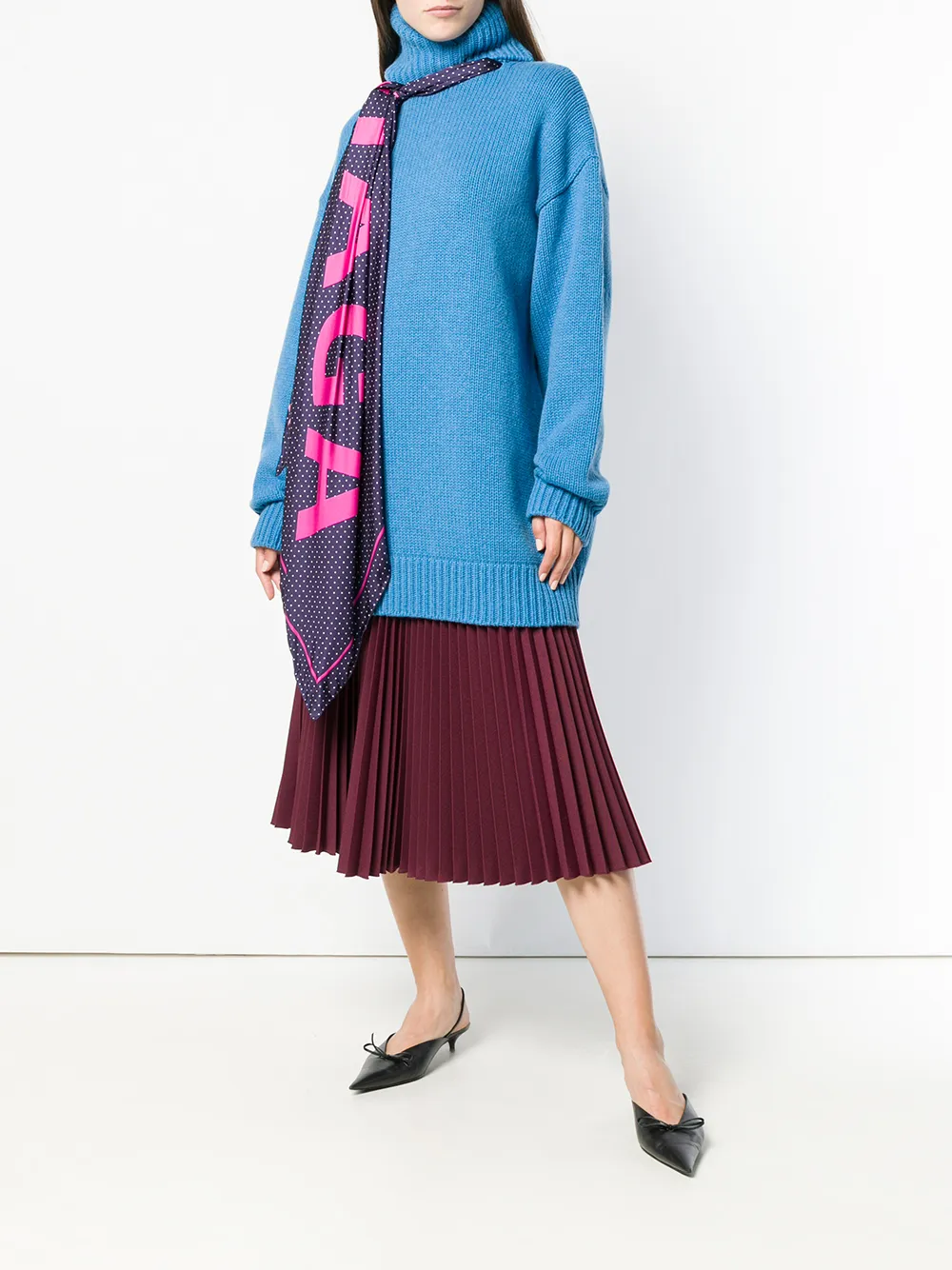 Balenciaga chunky trui met sjaalkraag Blauw