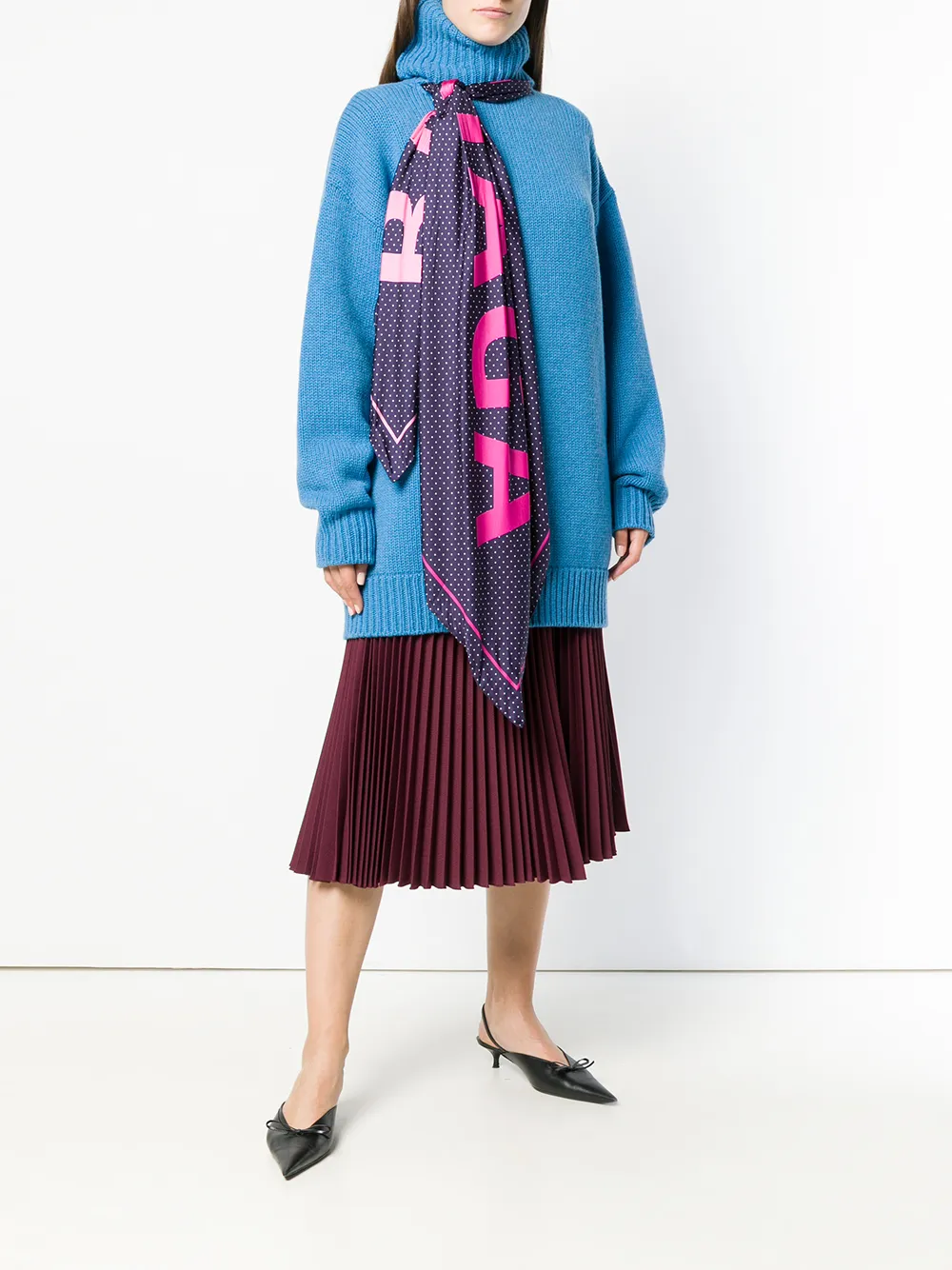 Balenciaga chunky trui met sjaalkraag Blauw