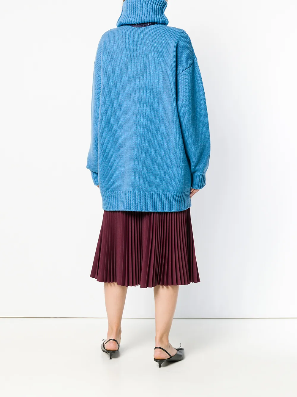 Balenciaga chunky trui met sjaalkraag Blauw