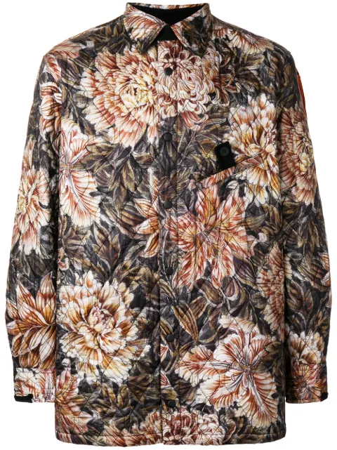 floral camouflage quilted shirt jacket 