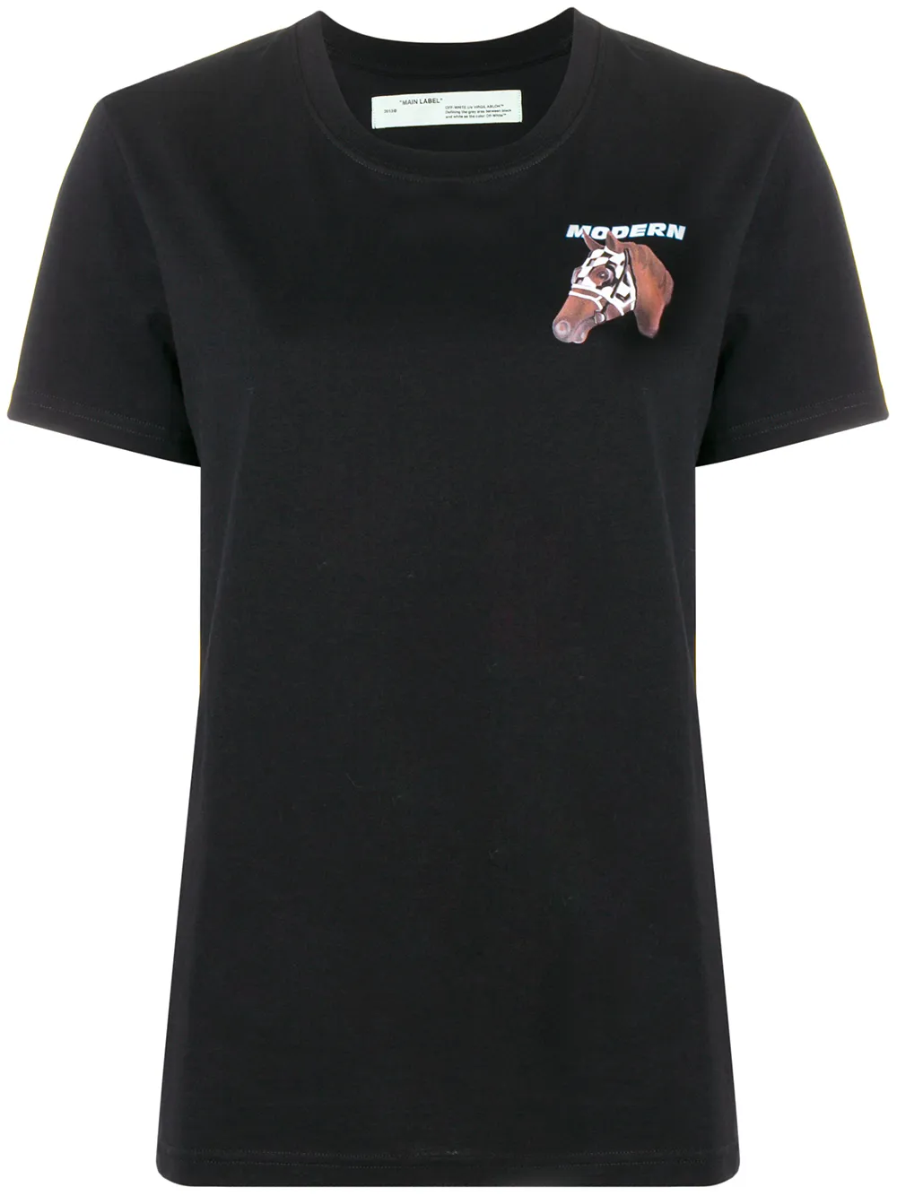 Off-White T-Shirt mit Pferde-Print - Schwarz