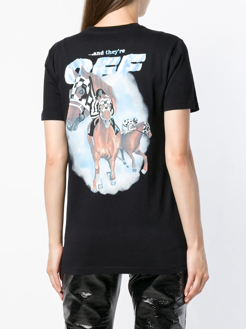 Off-White Horse print T-shirt Zwart