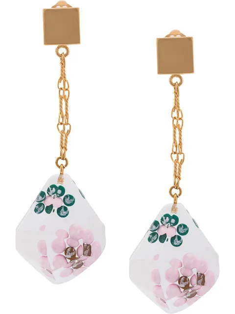 MARNI MARNI SUSPENDED FLOWER DROP EARRINGS - WHITE