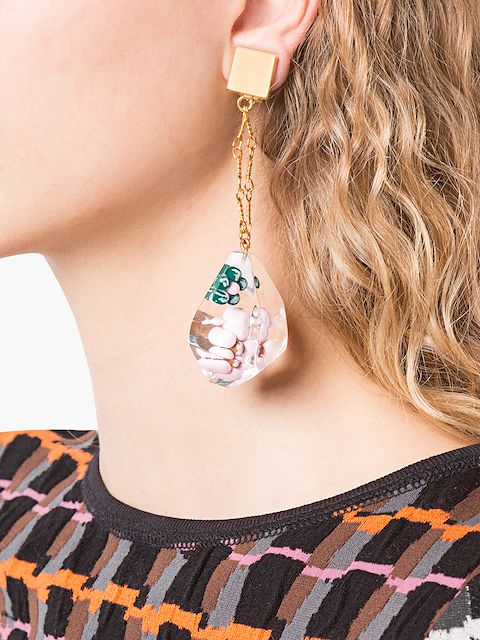 MARNI MARNI SUSPENDED FLOWER DROP EARRINGS - WHITE