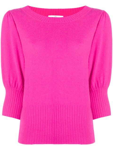 ALLUDE ALLUDE ROUND NECK SLIM-FIT JUMPER - PINK