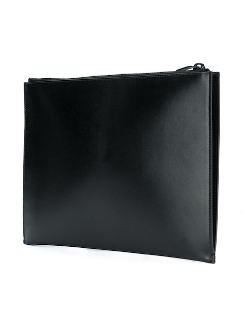 Black Saint Laurent Logo Embossed Clutch | Farfetch.com