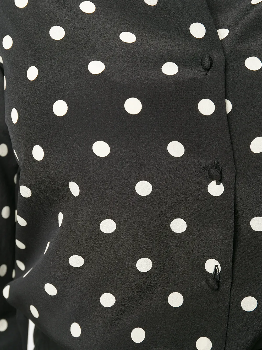 black and white polka dot blouse with bow