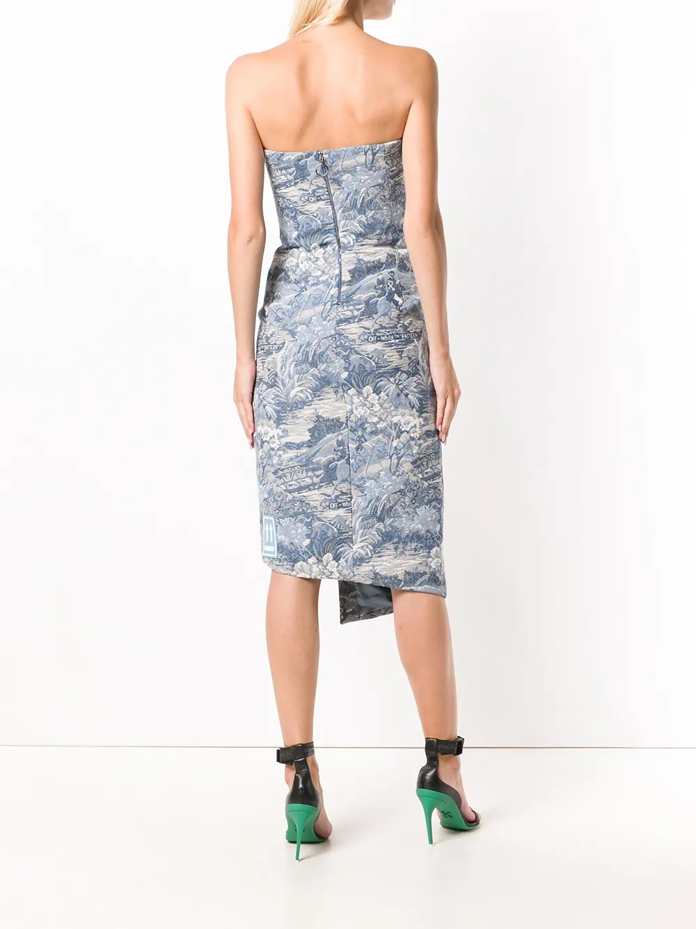 Off-White bustier jurk met dessin Blauw