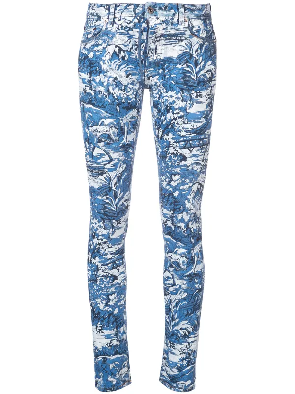 calca jeans estampada