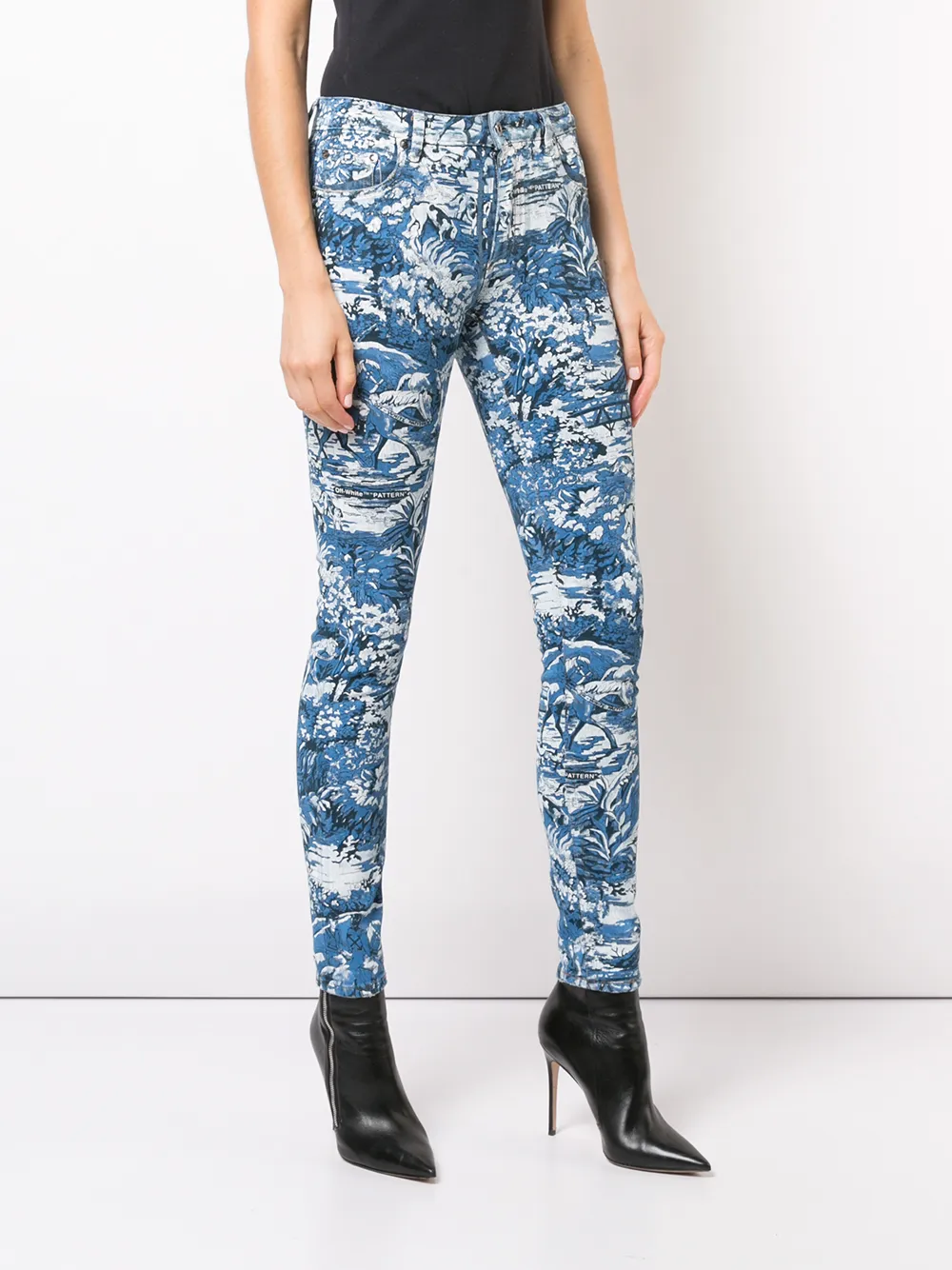  Off-white Vaqueros Pitillo Estampados - Azul 