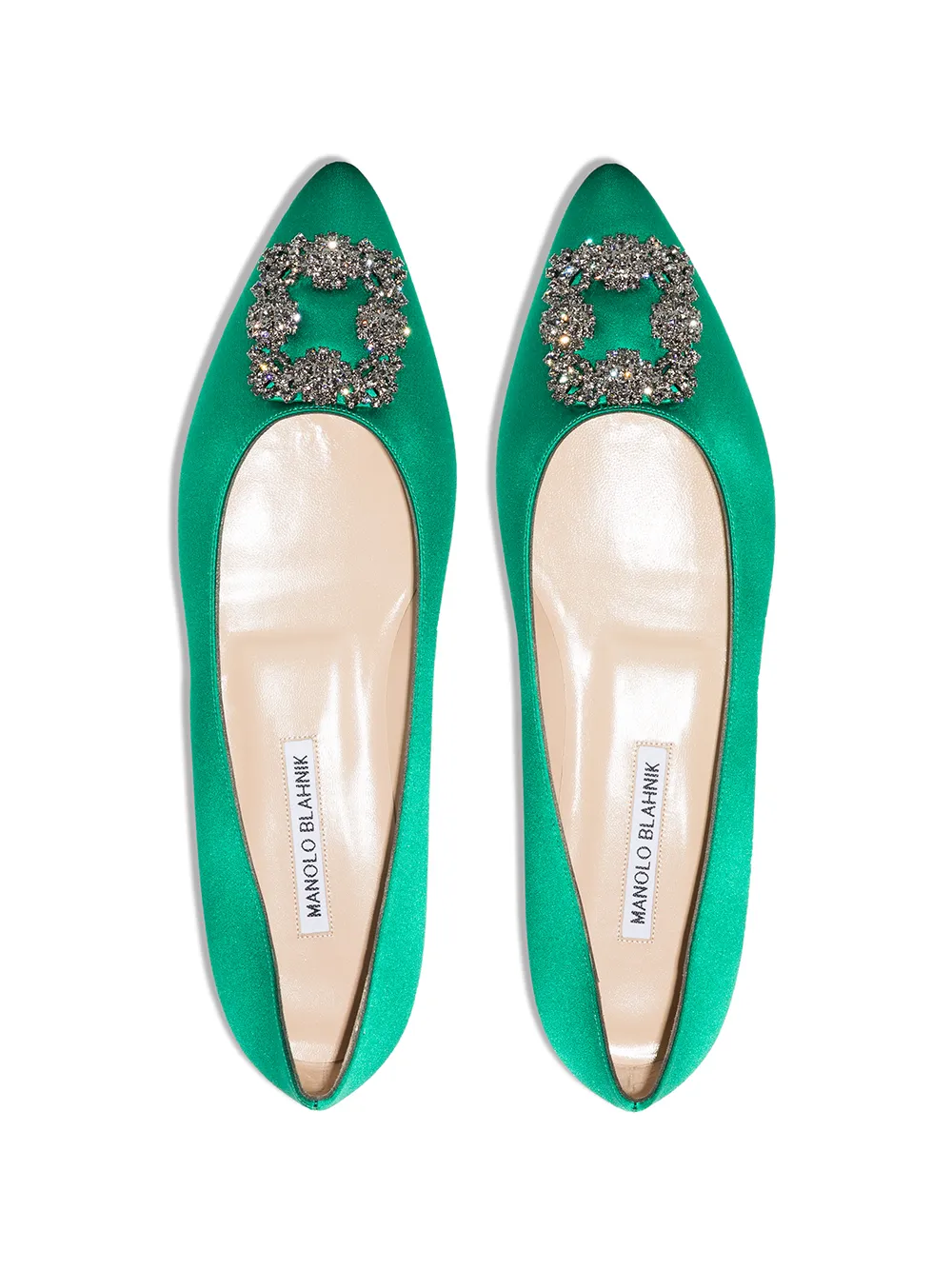 Manolo Blahnik Hangisi Appliqué Flat Pumps - Green