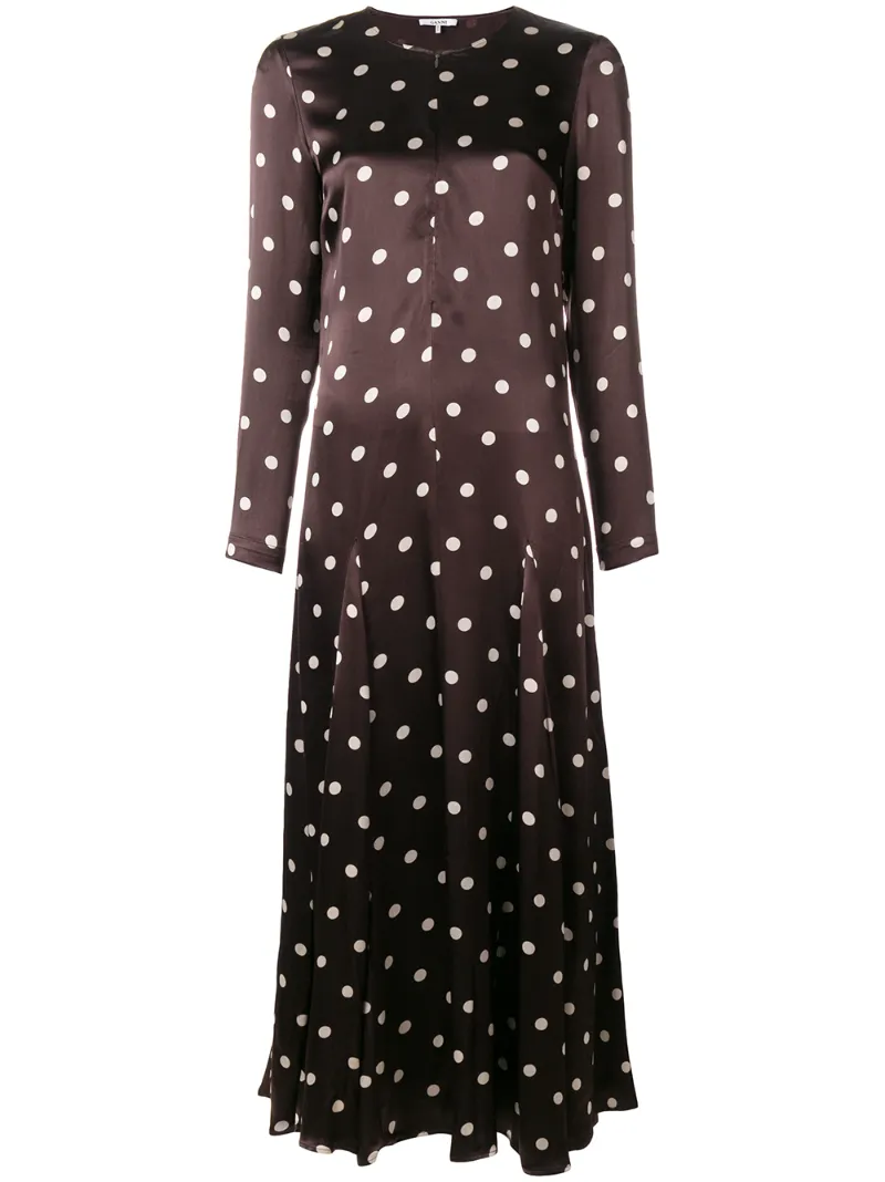ganni cameron polka dot dress