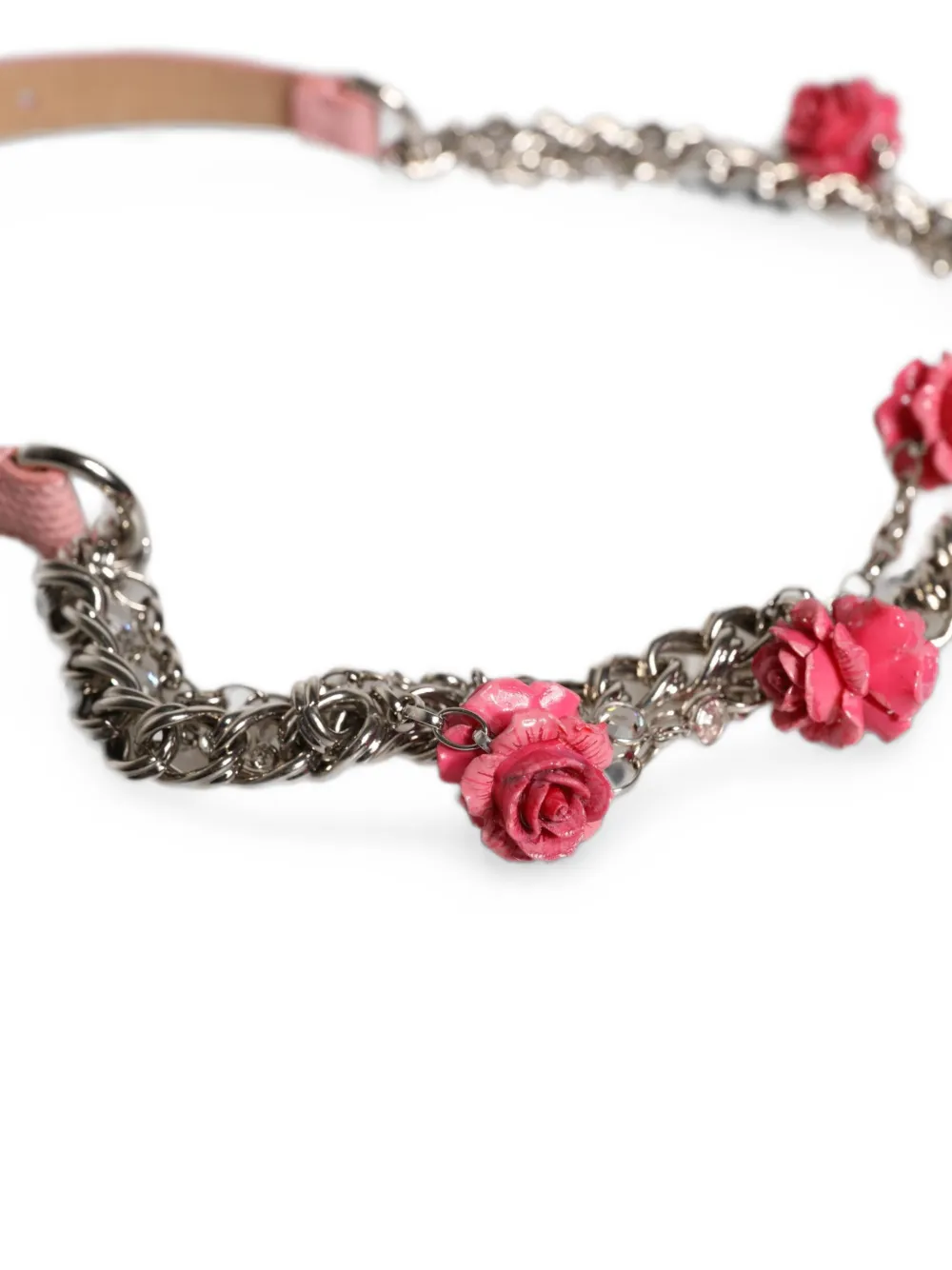 Dolce & Gabbana Schakelkettingriem verfraaid met rozen Zilver